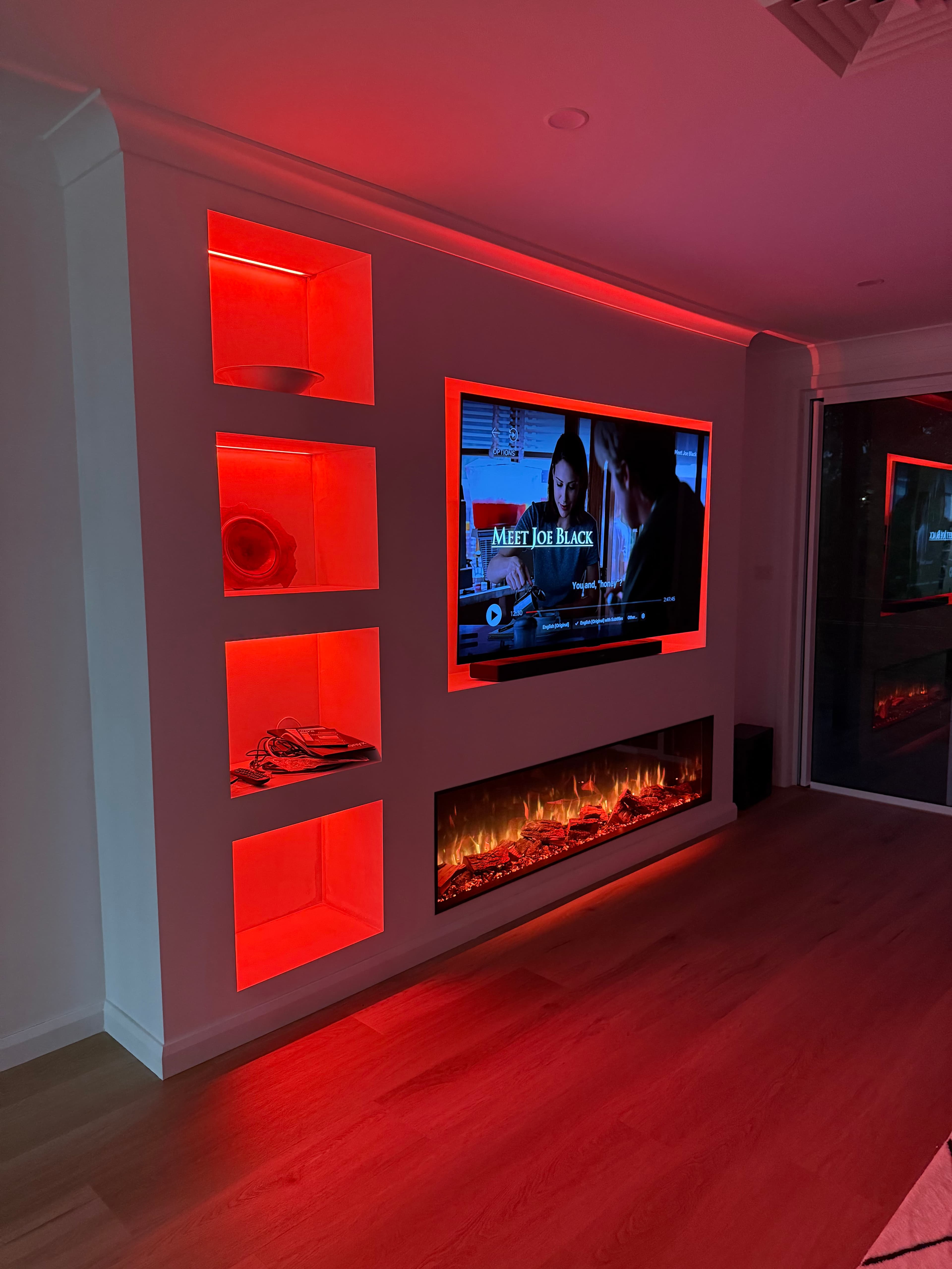 TV with red coloured backlighting